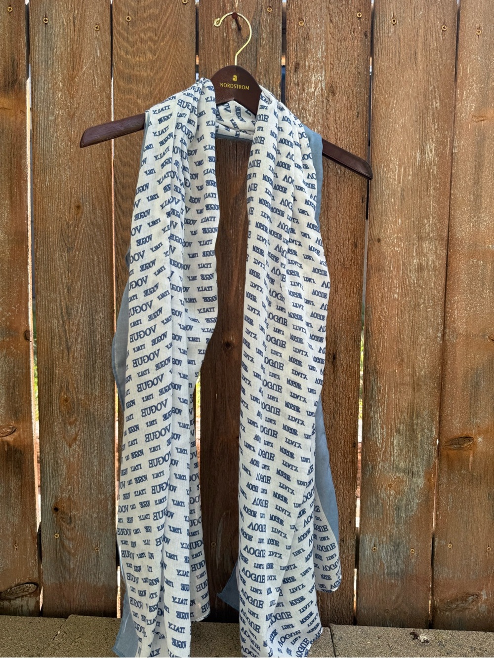 Vogue Italy Logo Print Scarf in Light Blue and White 100% Viscose